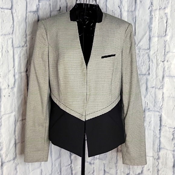 NINE WEST Short Black and White‎ Houndstooth Jacket Size 10 - Picture 1 of 7